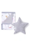 OILO FAWN CUDDLE BLANKET & STAR PILLOW SET,SBLA-FAWN-STAR-SIL