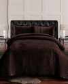 Tribeca Living Lugano Honeycomb Velvet Oversized Solid 2 Piece Quilt Set, Twin In Dark Brown
