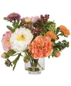 Nearly Natural Artificial Peony Arrangement With Glass Vase In Multi