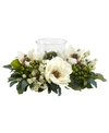 NEARLY NATURAL ARTIFICIAL MAGNOLIA FLORAL CANDELABRUM