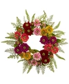 Nearly Natural Mixed Flower Wreath In Multi