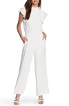 1.state Flutter-sleeve Mock Neck Jumpsuit In Soft Ecru
