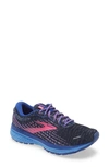 Brooks Ghost 13 Running Shoe In Ebony/ Blue/ Pink
