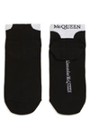 Alexander Mcqueen Logo Heel Tab Ankle Socks In Black/ White
