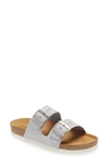 Naot Santa Barbara Water Repellent Slide Sandal In Grey Linen Leather