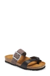 Naot Fresno Slide Sandal In Black Leather / Cheetah