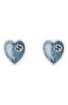GUCCI EXTRA SMALL INTERLOCKING-G BLUE HEART STUD EARRINGS,YBD64554700200U