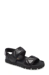 Prada Slingback Quilted Logo Sandals In Black