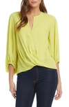 KAREN KANE CROSSOVER SPLIT NECK CREPE BLOUSE,1F25051E