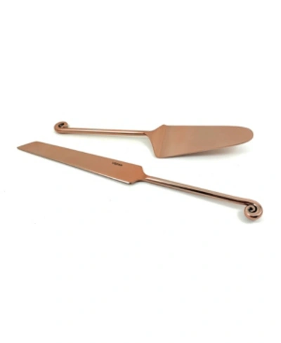 Vibhsa Cake Knife And Server 2 Piece Dessert Set In Brown
