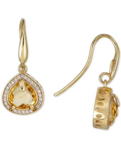 Macy's Citrine (4 Ct. T.w.) & White Topaz (5/8 Ct. T.w.) Drop Earrings In 14k Gold-plated Sterling Silver