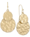 STYLE & CO GOLD-TONE DOUBLE HAMMERED DISC DROP EARRINGS, CREATED FOR MACY'S