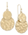 Style & Co Gold-tone Double Hammered Disc Drop Earrings, Created For Macy's In Gold