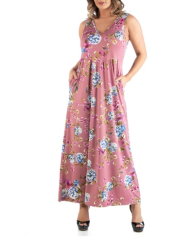 24seven Comfort Apparel Women's Plus Size Floral Maxi Dress In Multi