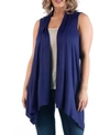 24seven Comfort Apparel Sleeveless Long Maternity Cardigan With Side Slit In Navy
