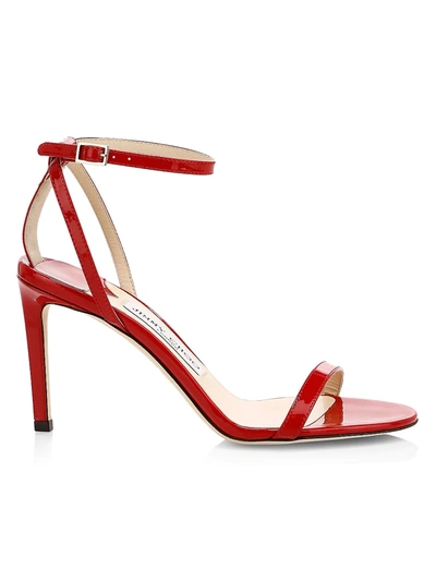 Jimmy Choo Women's Minny Ankle-strap Patent Leather Sandals In Red