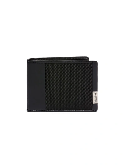 Tumi Alpha Leather Global Double Billfold Wallet In Black