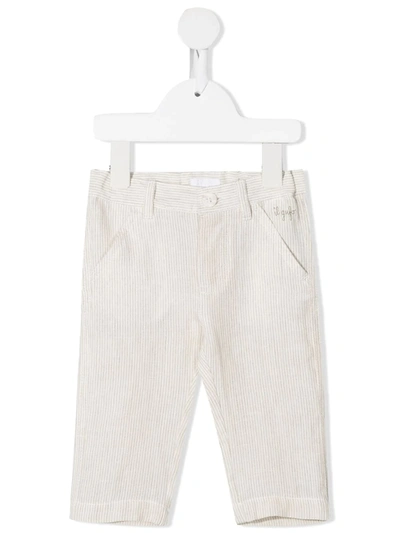 Il Gufo Babies' Embroidered Logo Striped Trousers In Corda