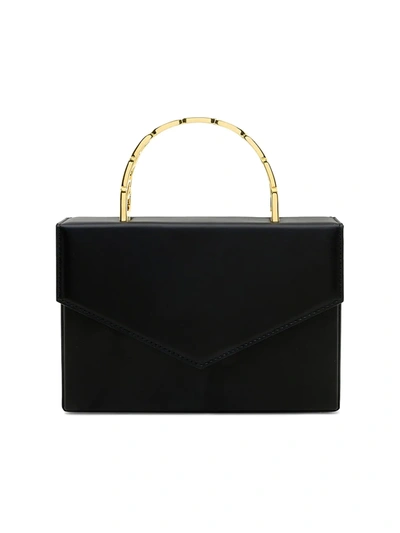 Amina Muaddi Pernille Leather Mini Bag In Black Gold