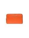 Michael Michael Kors Women's Small Jet Set Leather Card Case In Clementine