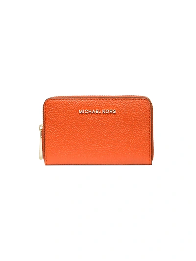 Michael Michael Kors Women's Small Jet Set Leather Card Case In Clementine