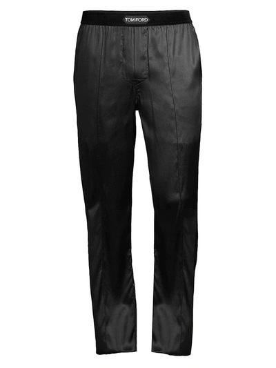 Tom Ford Men's Stretch-silk Pyjama Trousers In Black