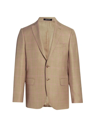 Saks Fifth Avenue Collection Check Sportcoat In Tan Pink