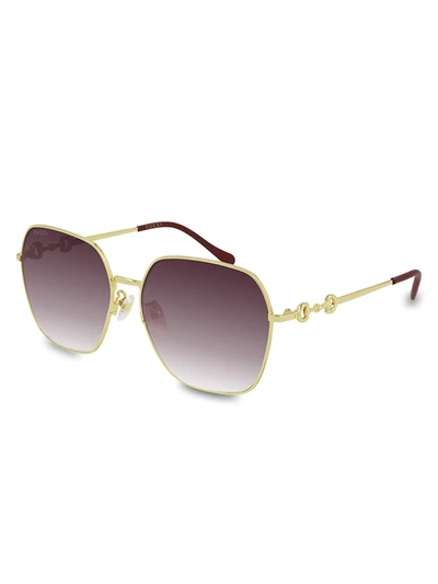 Gucci Logo 60mm Oversized Square Sunglasses In Gold