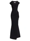 Chiara Boni La Petite Robe Cocoon Collar Trumpet Gown In Black