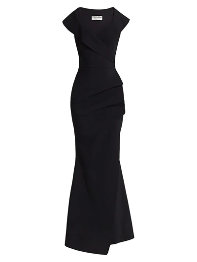 Chiara Boni La Petite Robe Cocoon Collar Trumpet Gown In Black