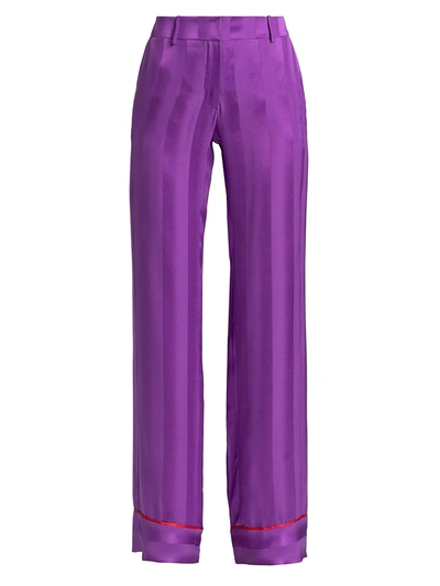 Adriana Iglesias Olbia Piped Silk Pants In Purple Shadow