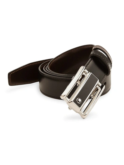 Montblanc Reversible Leather Belt In Neutral