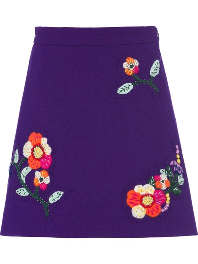 Miu Miu Natté Crepe Skirt In Purple