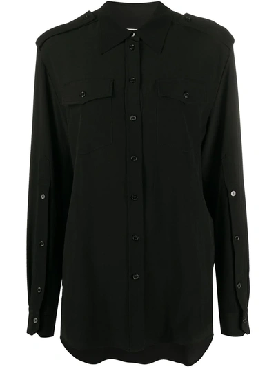 Ports 1961 Flap-pocket Silk Shirt In Black