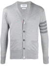 Thom Browne Rear Stripe V-neck Merino Cardigan In 055 Light Grey
