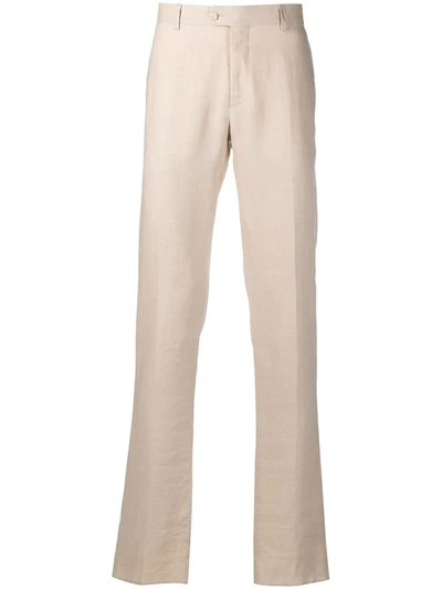 Billionaire Crest Embroidery Tailored Trousers In Neutrals