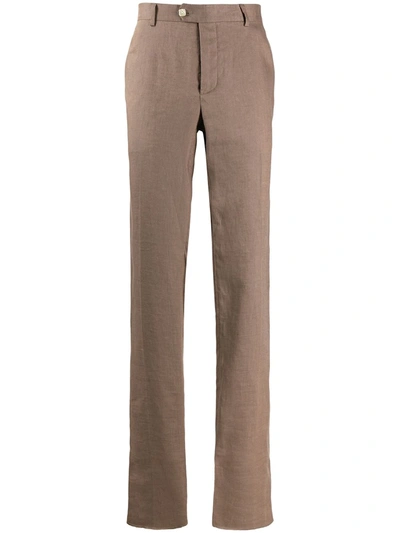 Billionaire Crest Embroidery Tailored Trousers In Brown