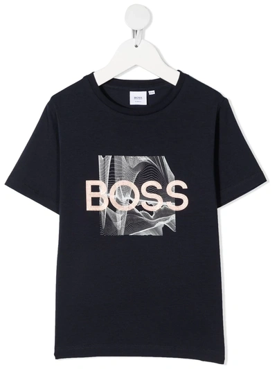 Bosswear Kids' Graphic Logo-print T-shirt In Blue