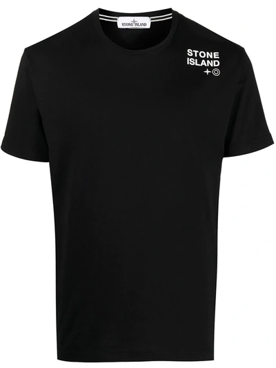 Stone Island Black/white Cotton Logo-print Cotton T-shirt