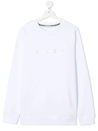 Givenchy Teen Logo-embroidered Sweatshirt In White