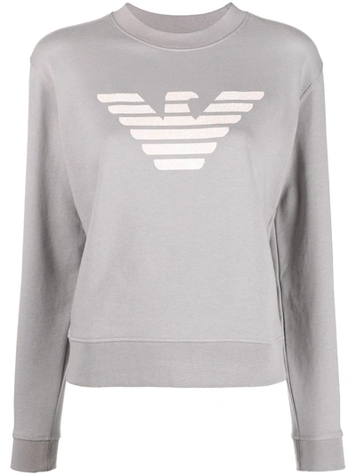 Emporio Armani Logo Print Sweatshirt In Grey