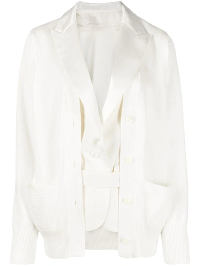 Sacai Layered-look Hybrid Jacket In White
