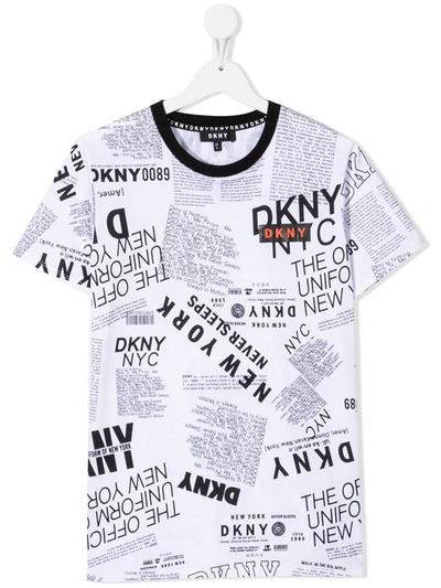 Dkny Kids' 大面积logo T恤 In White