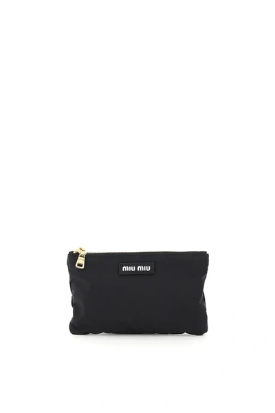 Miu Miu Foldable Nylon Tote Bag In Black