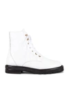 Stuart Weitzman Mila Lace-up Combat Booties In White