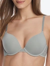 On Gossamer Sleek Micro Lace Underwire Convertible Push-up Bra In Frosted Fig