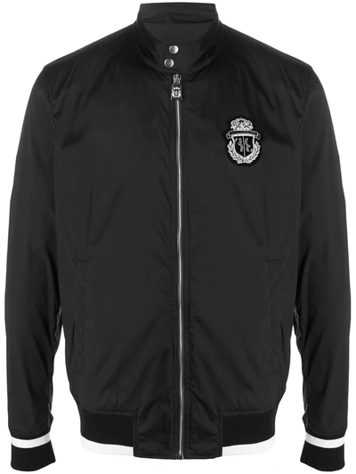 Billionaire Logo-patch Zip-up Bomber Jacket In Black