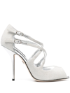Dolce & Gabbana Silver Shimmers Sandals Heel Pumps Shoes In Silver