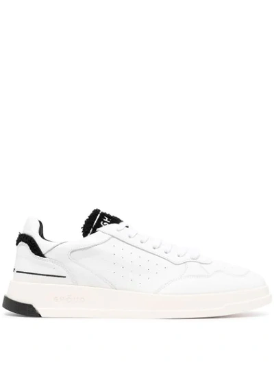 Ghoud Fleece-texture Detailing Leather Sneakers In White