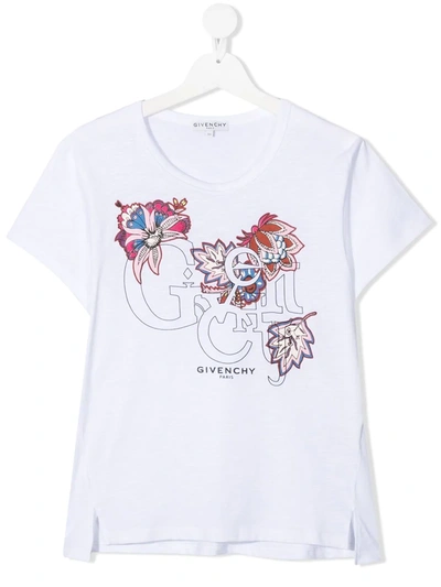 Givenchy Kids' 花卉印花t恤 In White